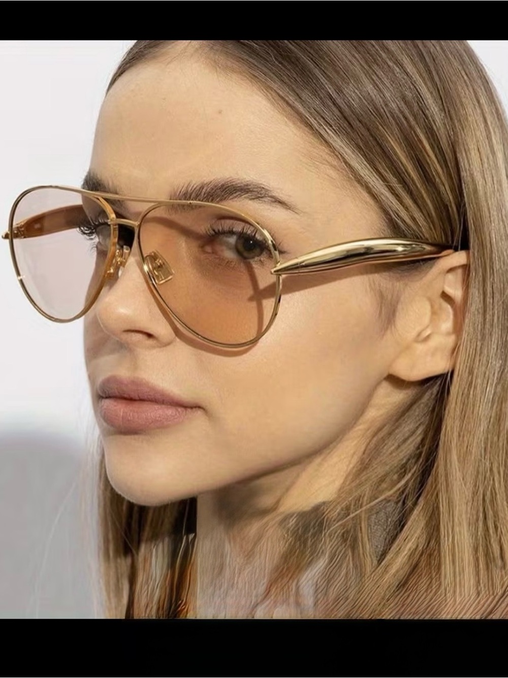Gold-Toned Aviator Sunglasses. New with case. Black, tan or green lenses.